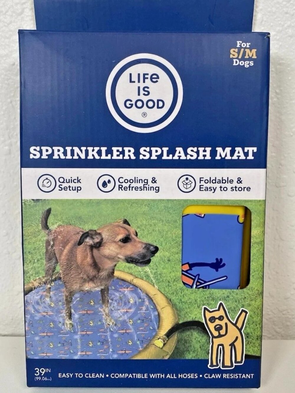 Life Is Good Sprinkler Splash Mat Small/Med Dogs 52"Diameter Connects 2 hose NIB